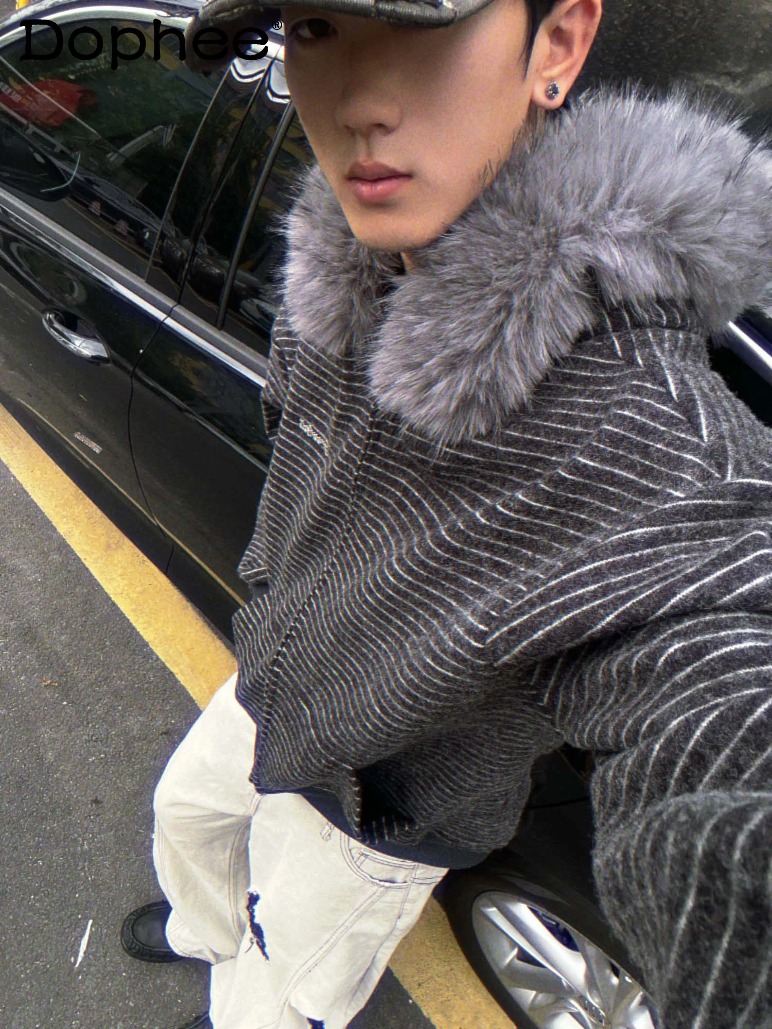 

American Retro High Street Fashion Trendy Fur Collar Zipper Hooded Sweatshirt Unisex Loose Casual Jacket