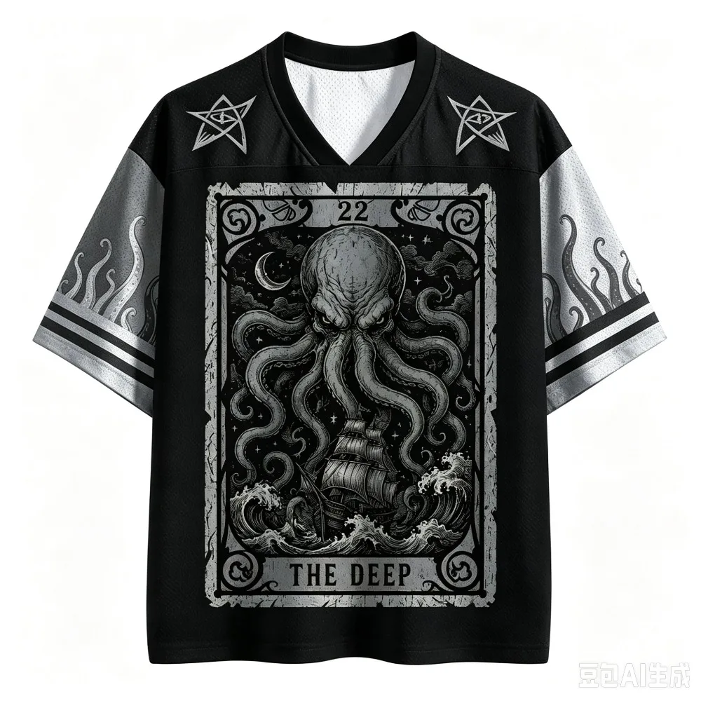 2026 Bestseller: Lustiges Oktopus-Muster 3D-Druck Feuchtigkeitsableitendes Street-Fashion-Trend Loses V-Neck T-Shirt für Damen und Herren – Detail 4