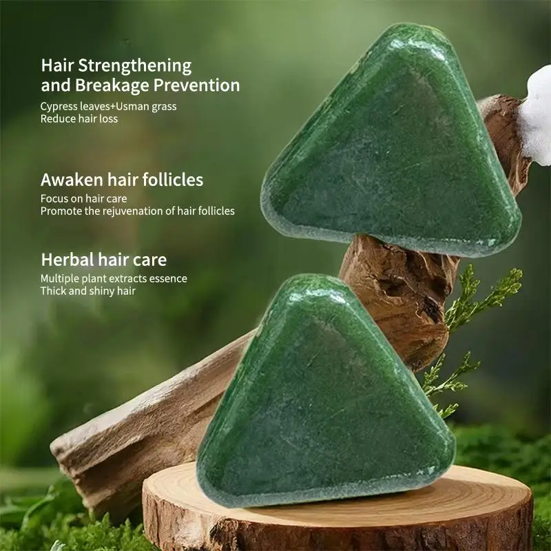 1/2/3PCS Natural Herbal Shampoo Soap Usman Grass Handmade Soap Hair Nourishing Oil Control Refreshing Fluffy And Soothing Hair