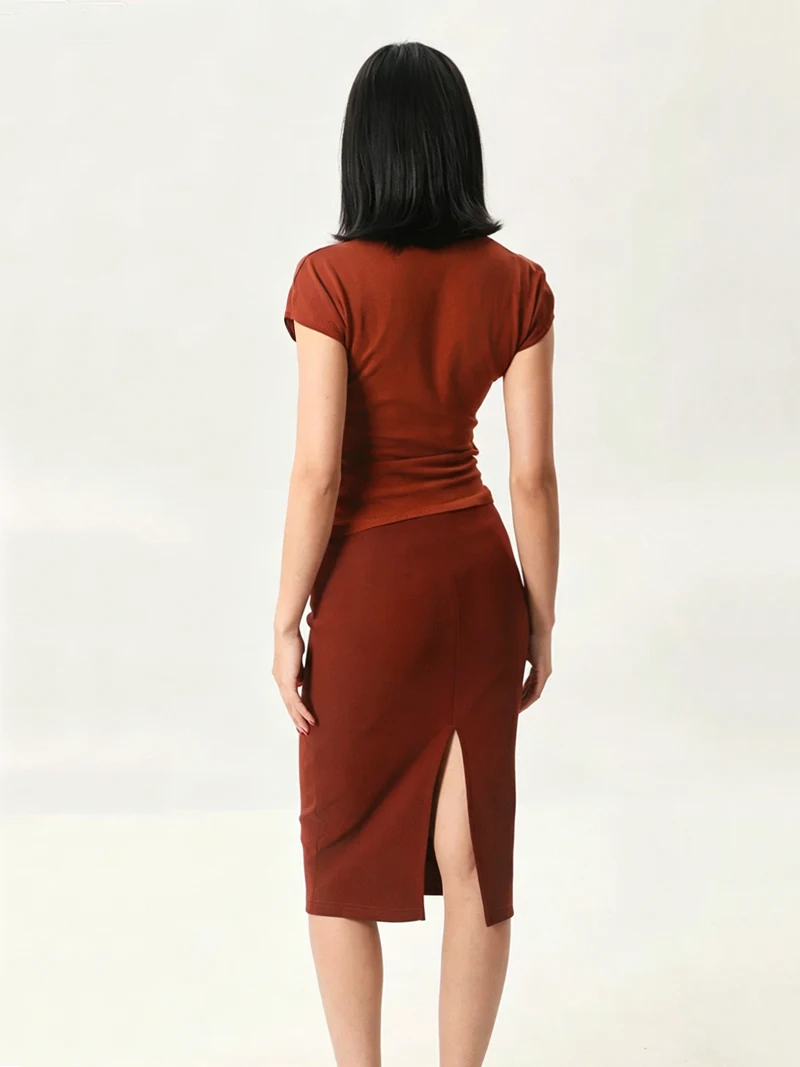 Women's 2026 Spring Summer Pencil Skirt Bodycon Midi Skirt With Back Split Detail