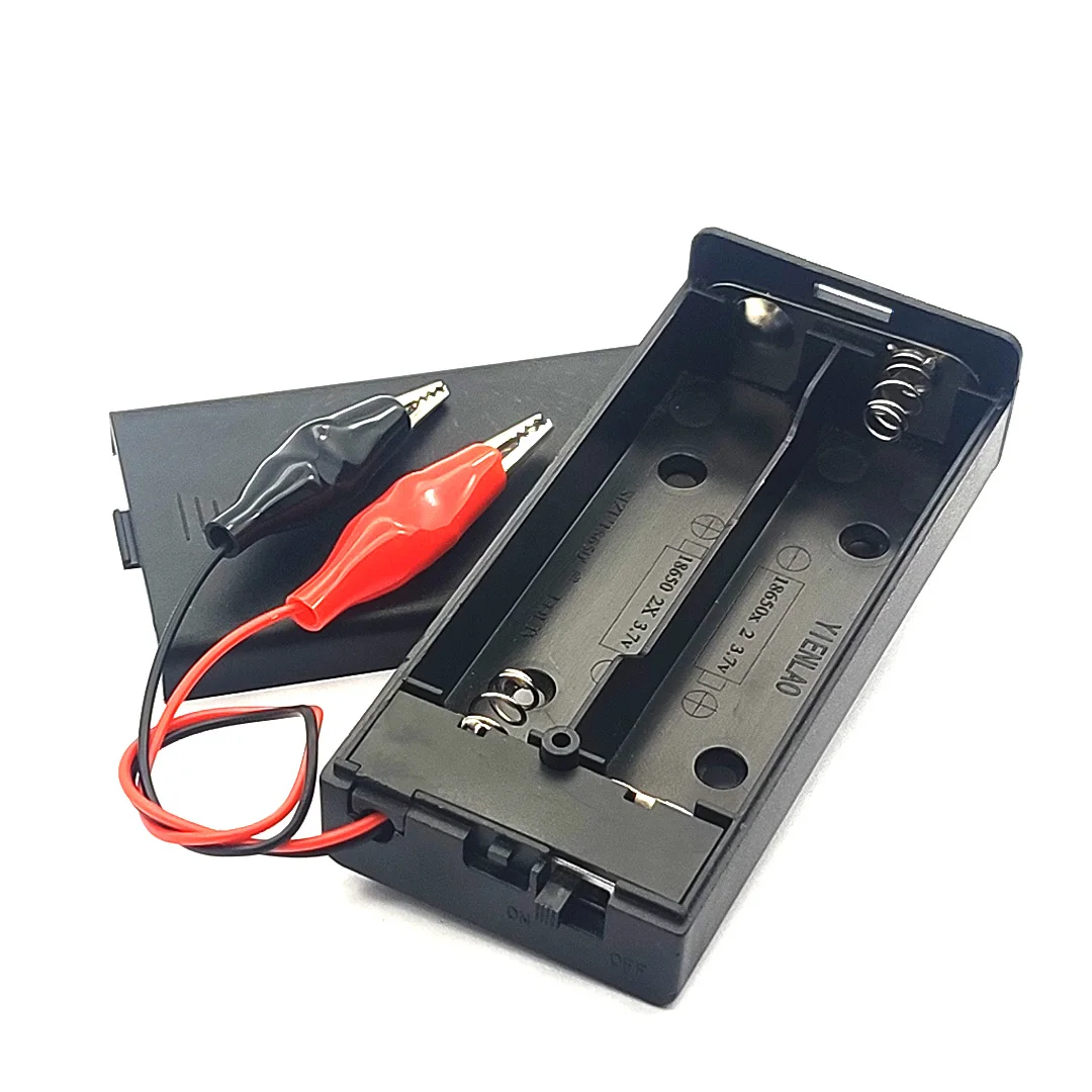 18650 Battery Box 18650 Storage Box 2x18650 Battery Bracket 18650 Case 2 slots, With ON/OFF Switch OR With Crocodile Clip 3.7V