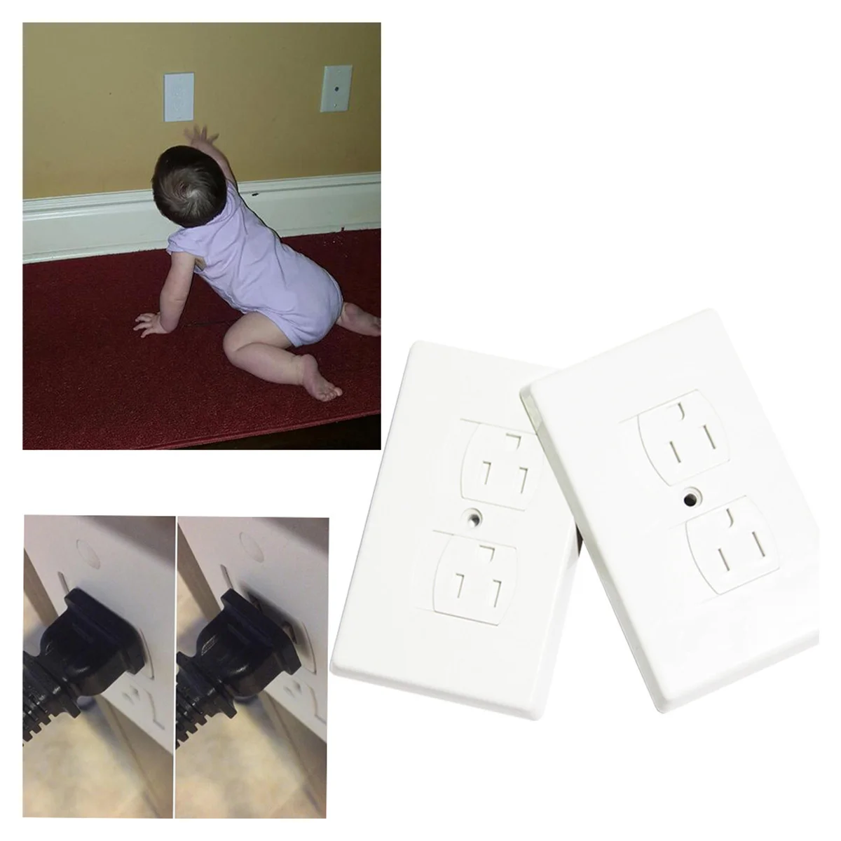 

3Pcs Childproof Outlet Covers Baby Safety Wall Sockets Electric Plug Protector Easy Installation Sturdy Design for Kids