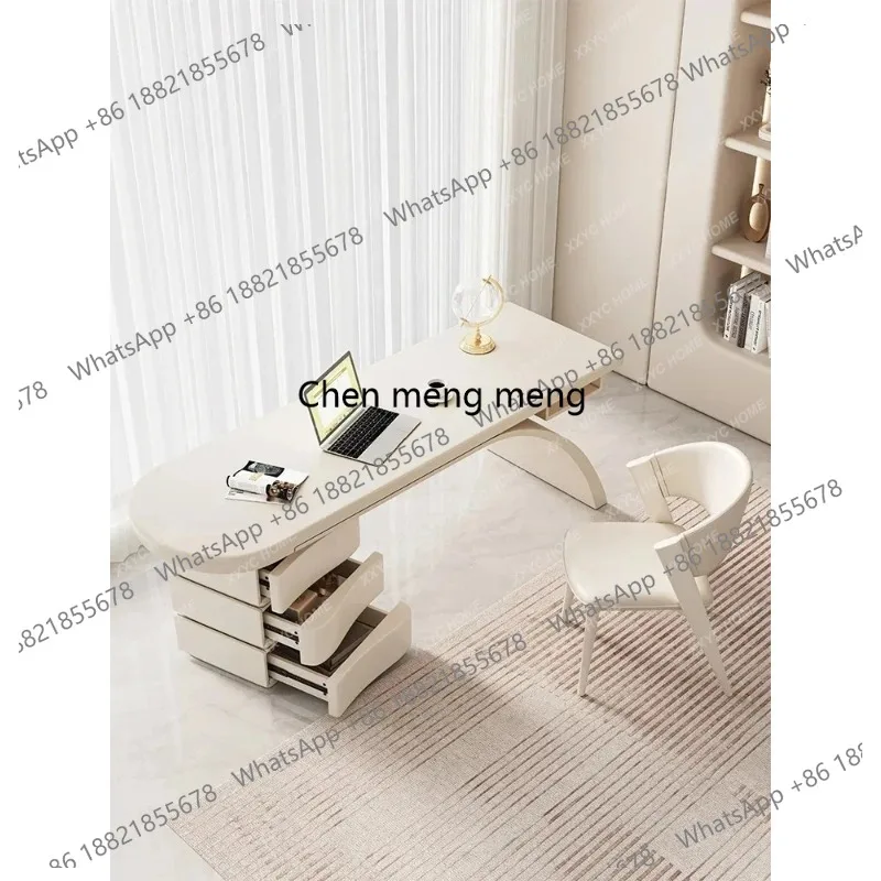 

Computer desk Cream style desk home bedroom desktop computer designer light luxury modern simple desk