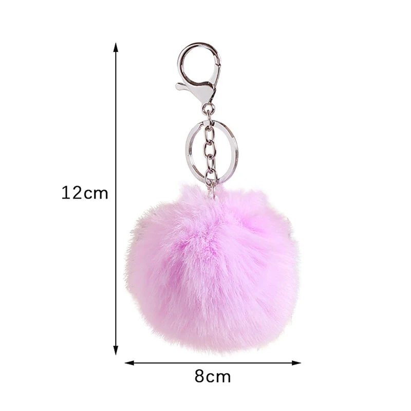 8cm Imitation Rabbit Fur Ball Fluffy Soft Keychain Pendant Cute Plush Keyring Backpack Hangings Decoration