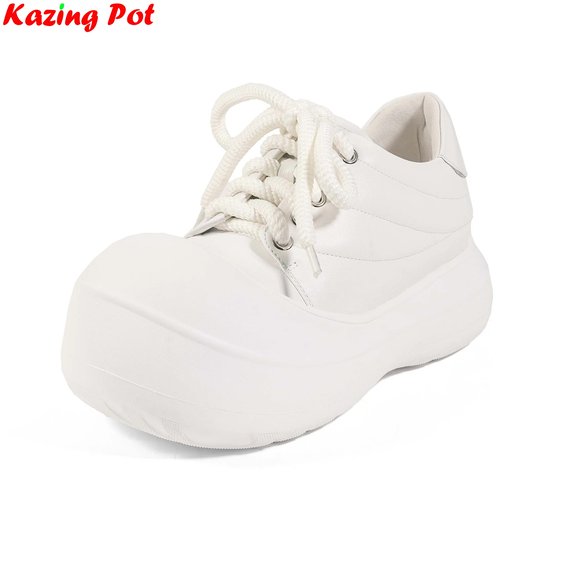 Superstar Cow Leather Sewing Round Toe Thick Bottom Spring Autumn Shoes White Sneakers Platform Casual Women Vulcanized Shoes
