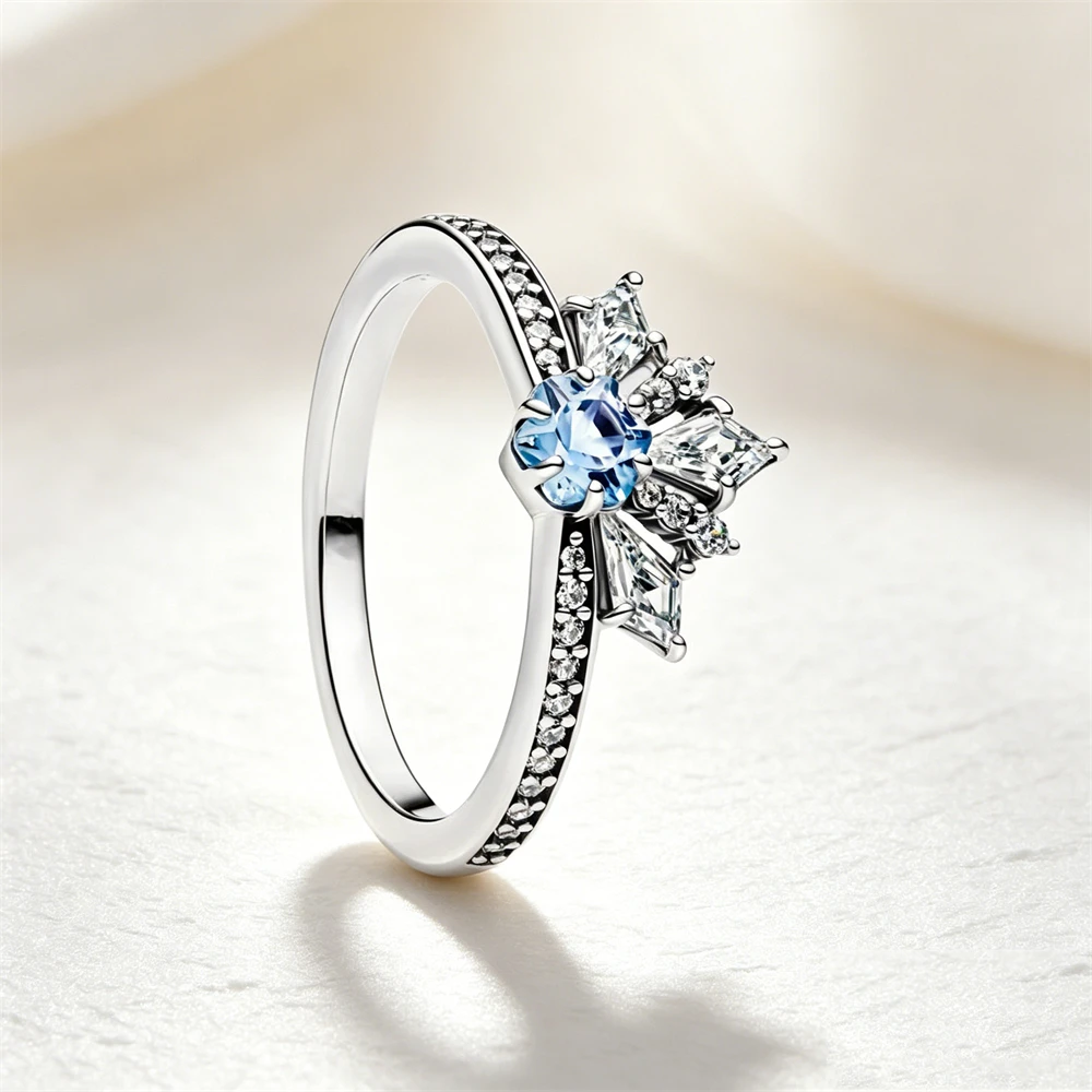 Women's 925 Silver Pink Blue Butterfly Love Ring