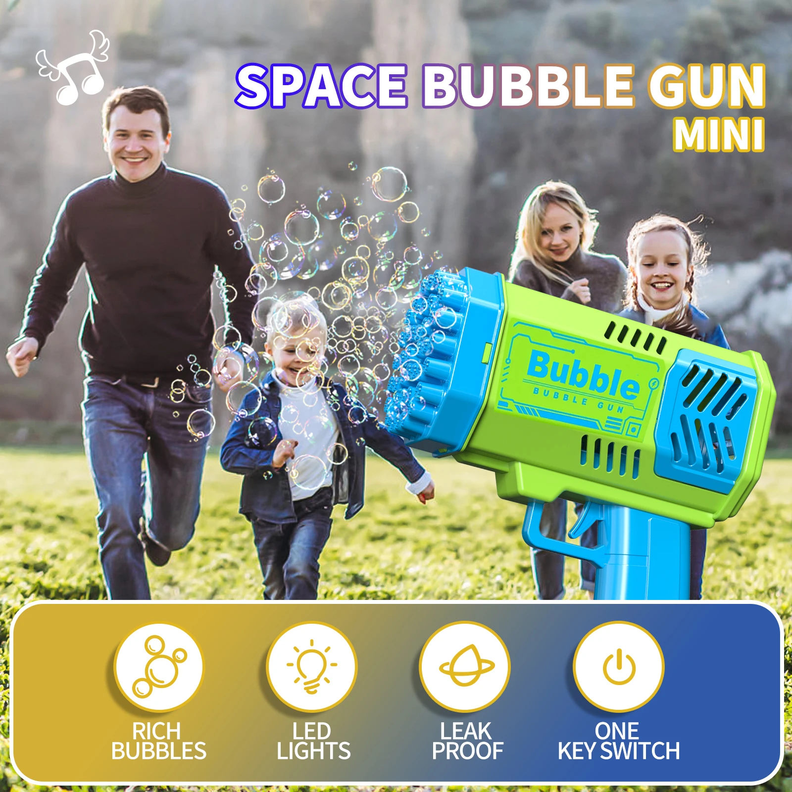 40 หลุมมือถือ Light Bubble Gun เด็กไฟฟ้า Bubble กลางแจ้ง Bubble Machine ของเล่นไม่มีแบตเตอรี่และ Bubble Water