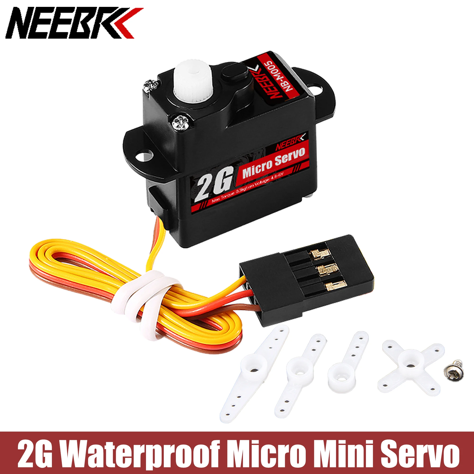 NEEBRC 2g Mini Servo Micro Servo Waterproof Coreless Motor Plastic Gear Digital for RC Car Fixed-wing Plane Helicopter Robot Toy