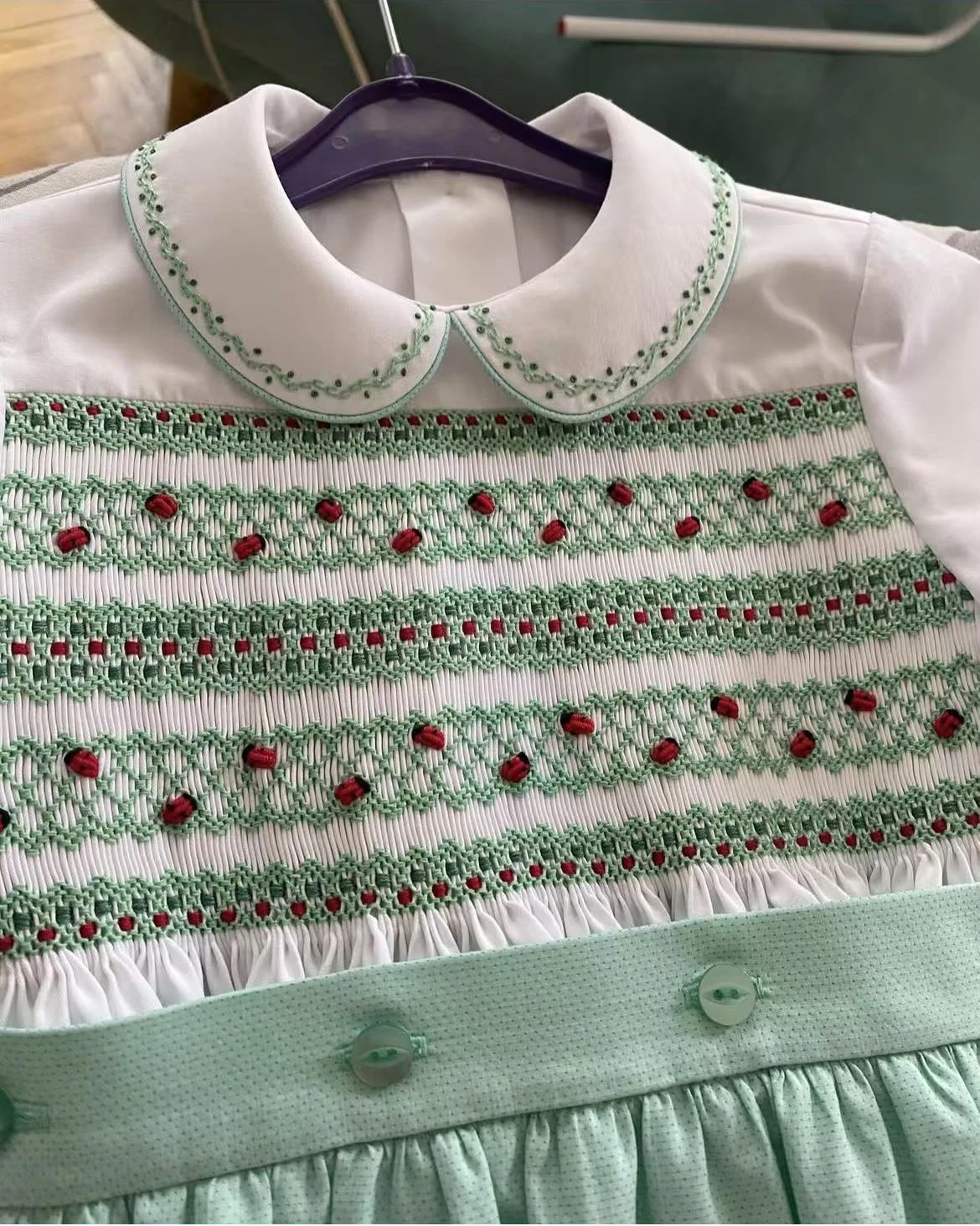 0-6Y Baby Boy Summer Short Sleeve Green Smocked Outfit Suit for Party Birthday Holiday  A117
