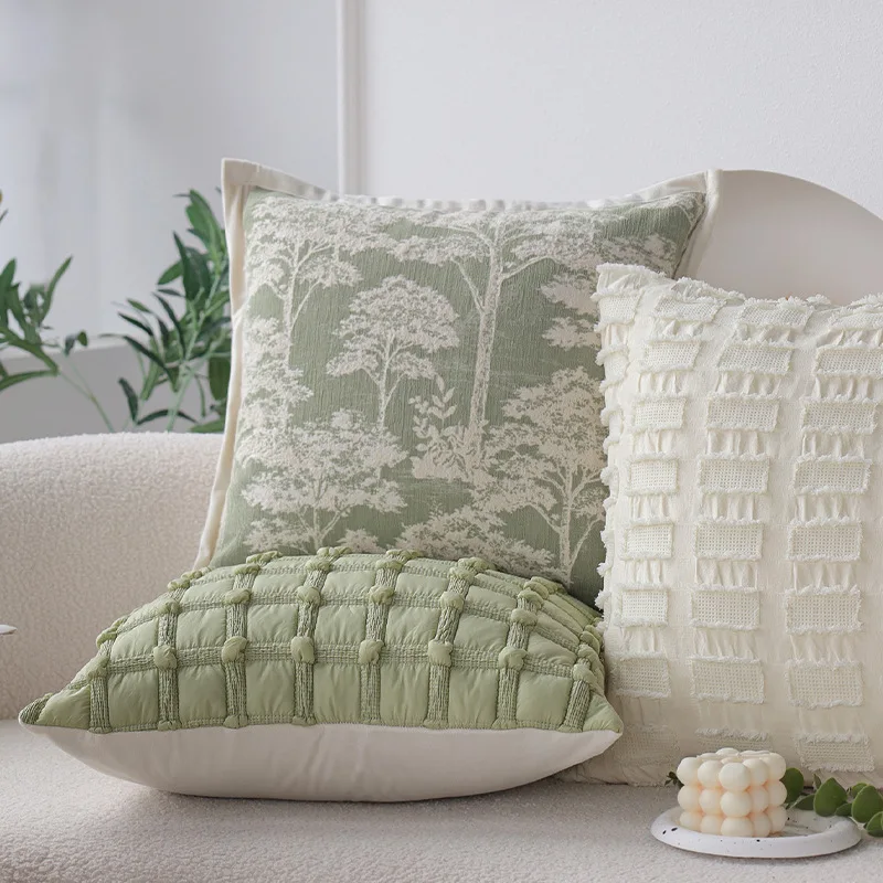 Floral Decorative Cushion Cover for Sofa Embroidery Pillow Cover Soft Living Room Pillowcase 45x45 Home Decor Funda Cojin Nordic