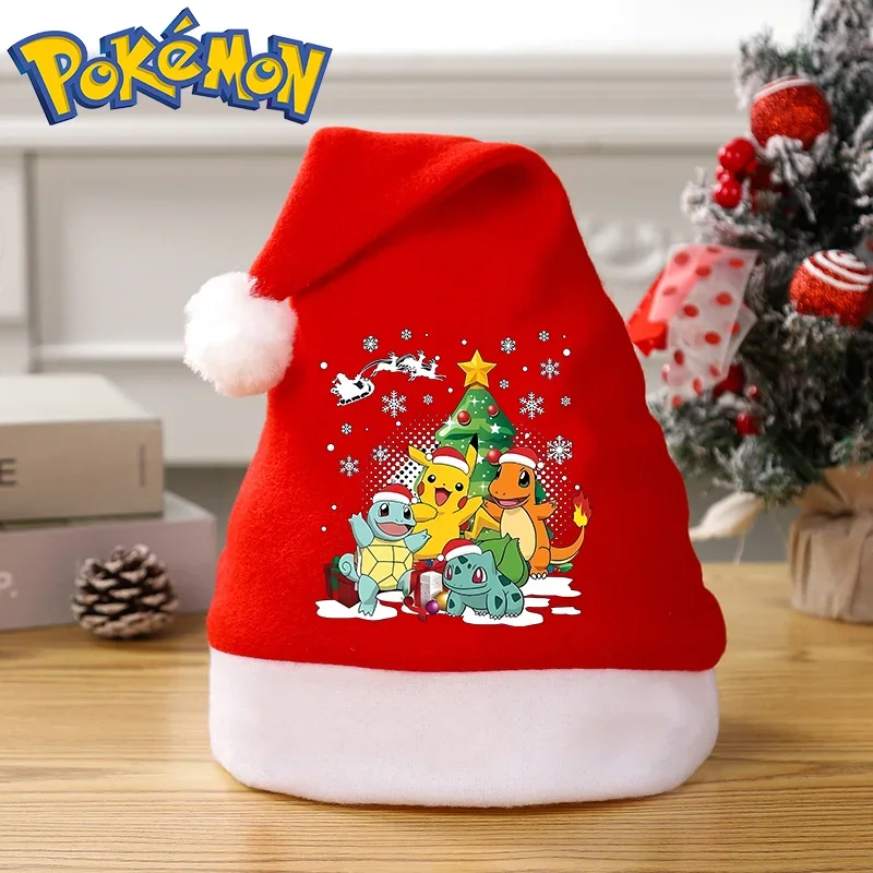 Pokemon Pikachu Christmas Ornaments Santa Hats New Year Dinner Party Home Decor Xmas Hat Cartoon Anime Derivative Peripherals