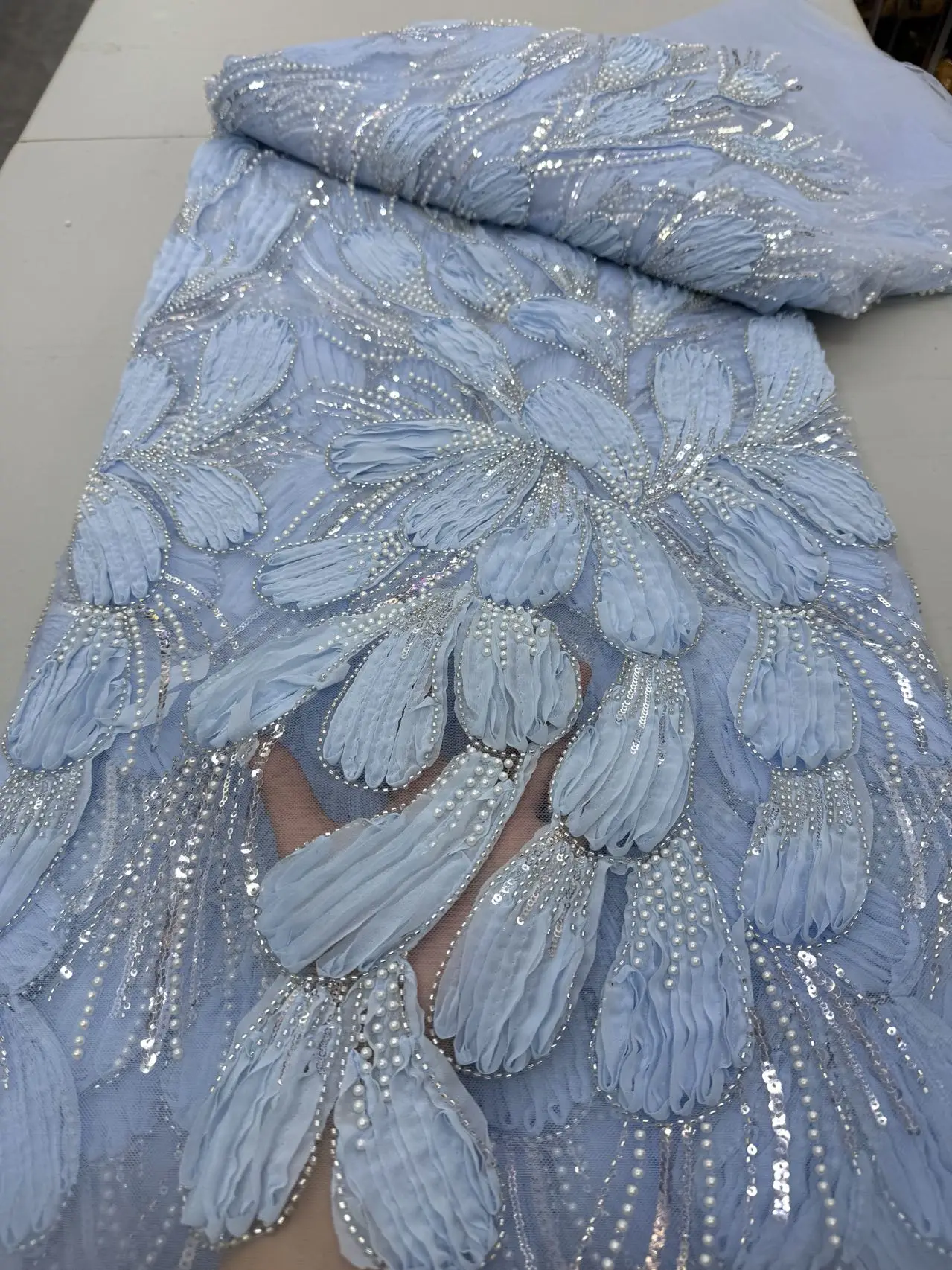 

Роскошная африканская кружевная ткань с блестками и бисером, высокое качество, кружевная французская кружевная ткань, нигерийская кружевная ткань для вечеринки DP40HB205