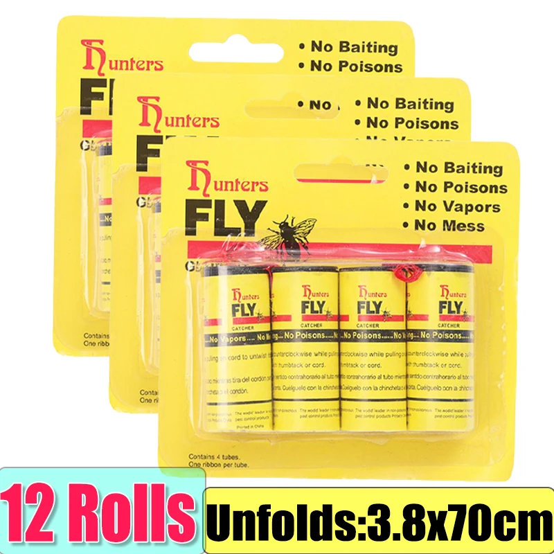 Strong Double Sided Fly Sticky Tape Strong Self-adhesive Paper Strip for Flying Insect Bug Mosquitos Catcher Roll Killer Traps image 3