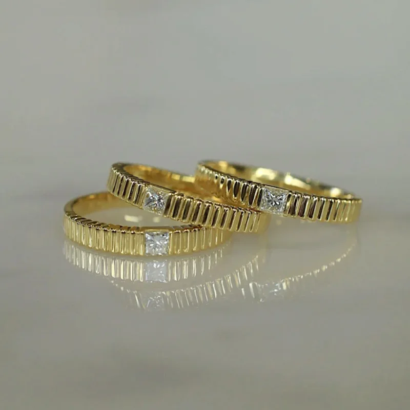 New 100% S925 Silver New Ins Cool Wind Ribbon Straight Pattern Ring Premium Single Item Daily Versatile Wedding Jewelry