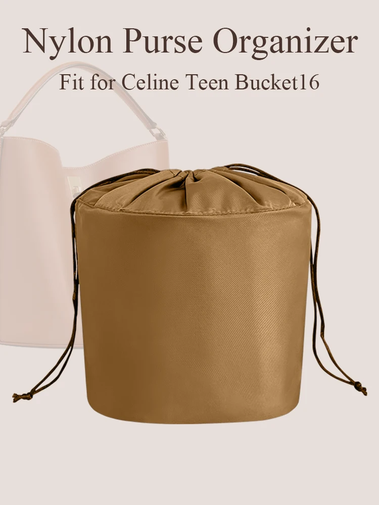 Nylon Purse Organizer Insert for Celine Teen 16 Bucket Bag Small Bag Organizer Insert Drawstring Cosmetics Storage Bag Insert