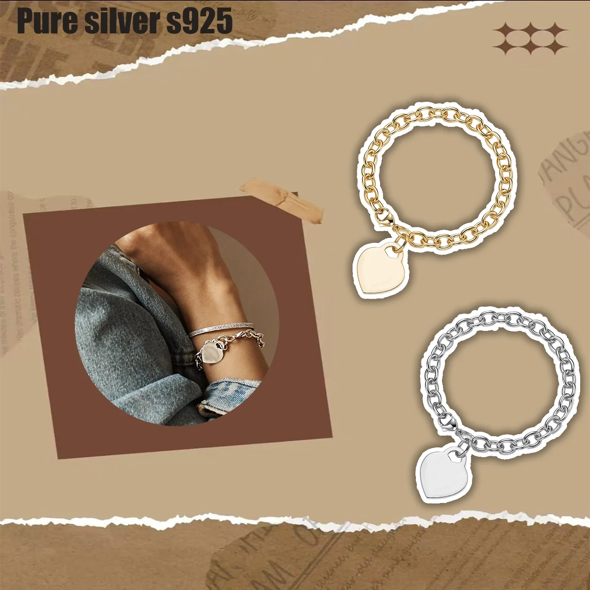 

Pure silver s925 bracelet Advanced fashion temperament, trendy and versatile, charming and high-end