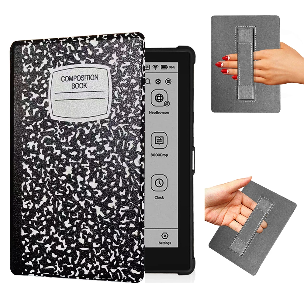 Funda Case For Onyx Book Poke 7 Pro 6 6S 5 5S Go 6 Gen II ,Slim Flip Book Cover with Hand Strap Acrylic  and Soft TPU Back Cover