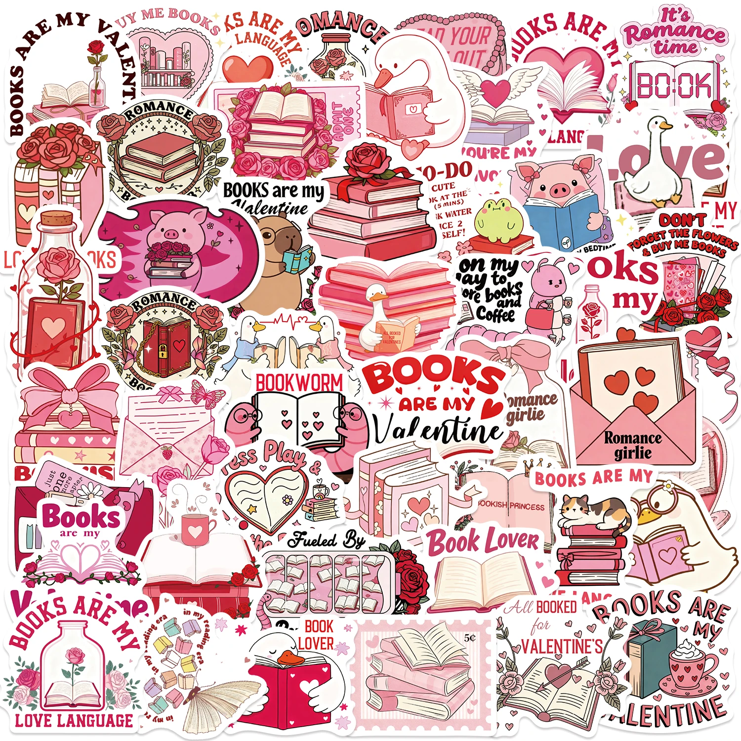 50/100PCS 발렌타인 데이 북리쉬 그래피티 PVC 스티커 여행가방 노트북 냉장고 전화 자동차 스타일링 방수 데칼