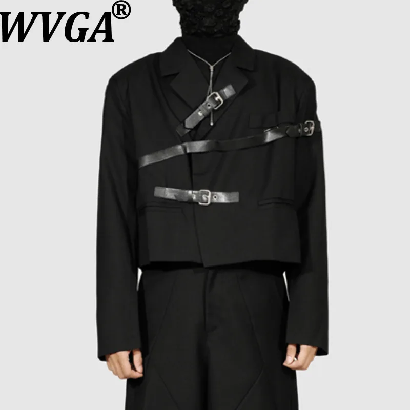 

WVGA Spring Autumn New Man Tide Turn-Down Collar Short Blazer Niche Chic Casual Darkwear Long Sleeved Suit Jacket Ins Y2K W14743