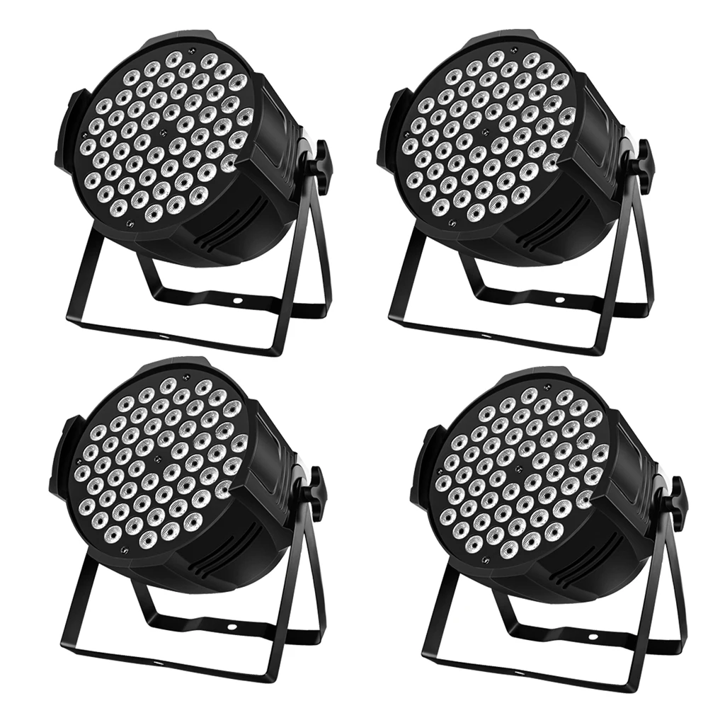 4PCS LED Full Color Par Light RGB Flat Par Light DMX512 Remote Professional Stage Lighting Equipment For DJ Disco Party Bar Club