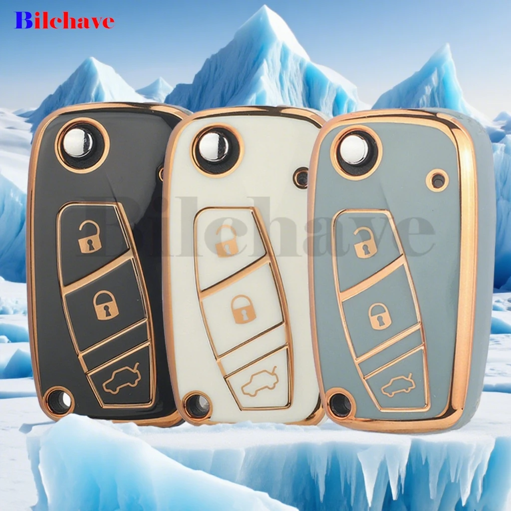 Jingyuqin 3 botones nuevo TPU funda para mando a distancia de coche Fob para FIAT Panda Stilo Punto Doblo Grande Bravo 500 Ducato Minibus Accesorios