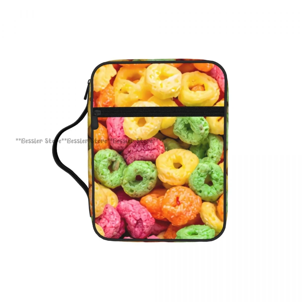 

Colorful Tasty Cereal Bible Bag Zipper Handle Handbag Bible Cover Case Carrying Bible Storage Bag