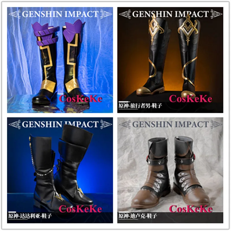 

CosKeKe Xiao/Aether/Tartaglia/Diluc Shoes Cosplay Anime Game Genshin Impact Fashion High Boots Men Party Role Play Accessories