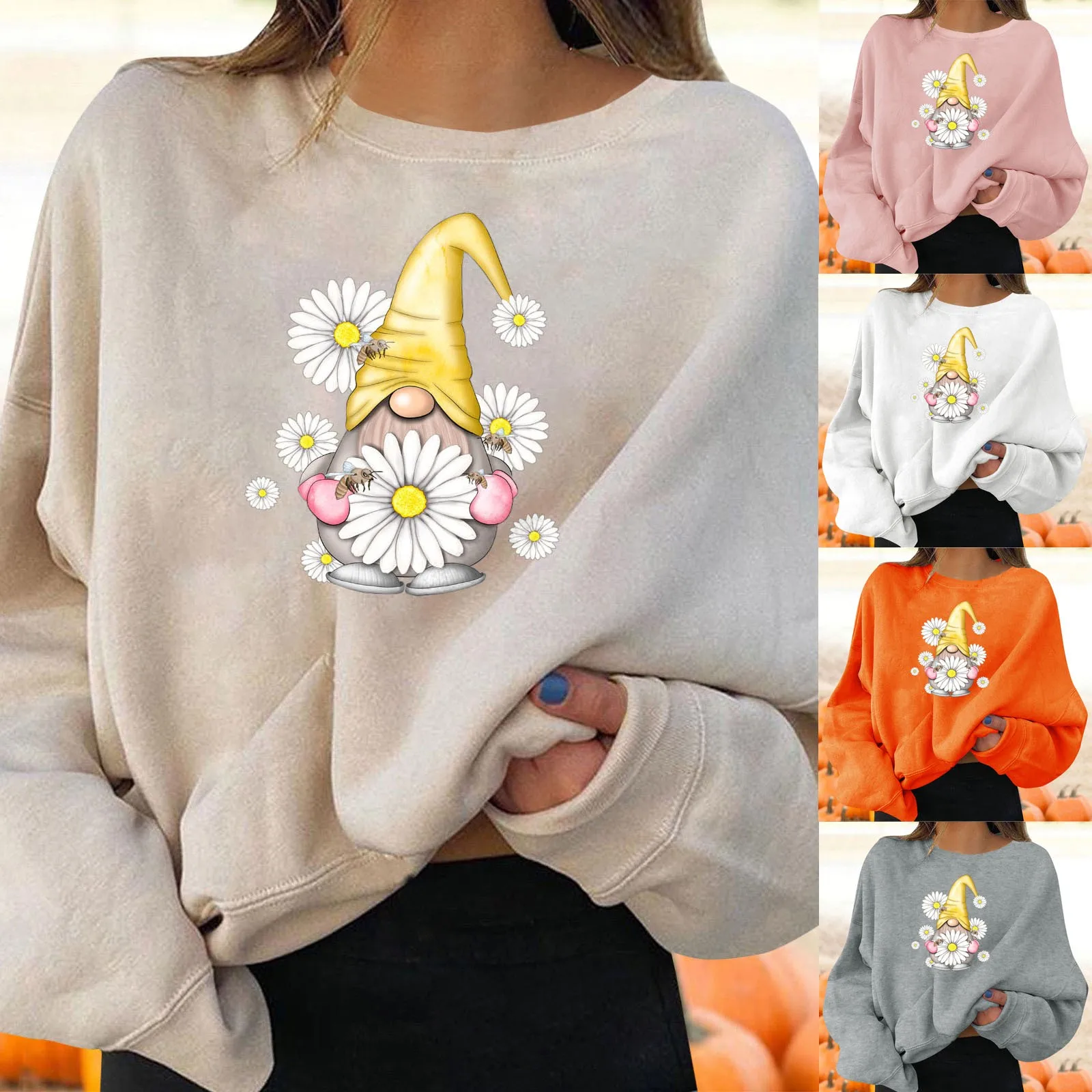 

Womens Long Zippe Hoodie Women's Halloween Pullovers Fun Graphic Print Round Neck Long Sleeve Sweatshirt Oversize Hoodies Women