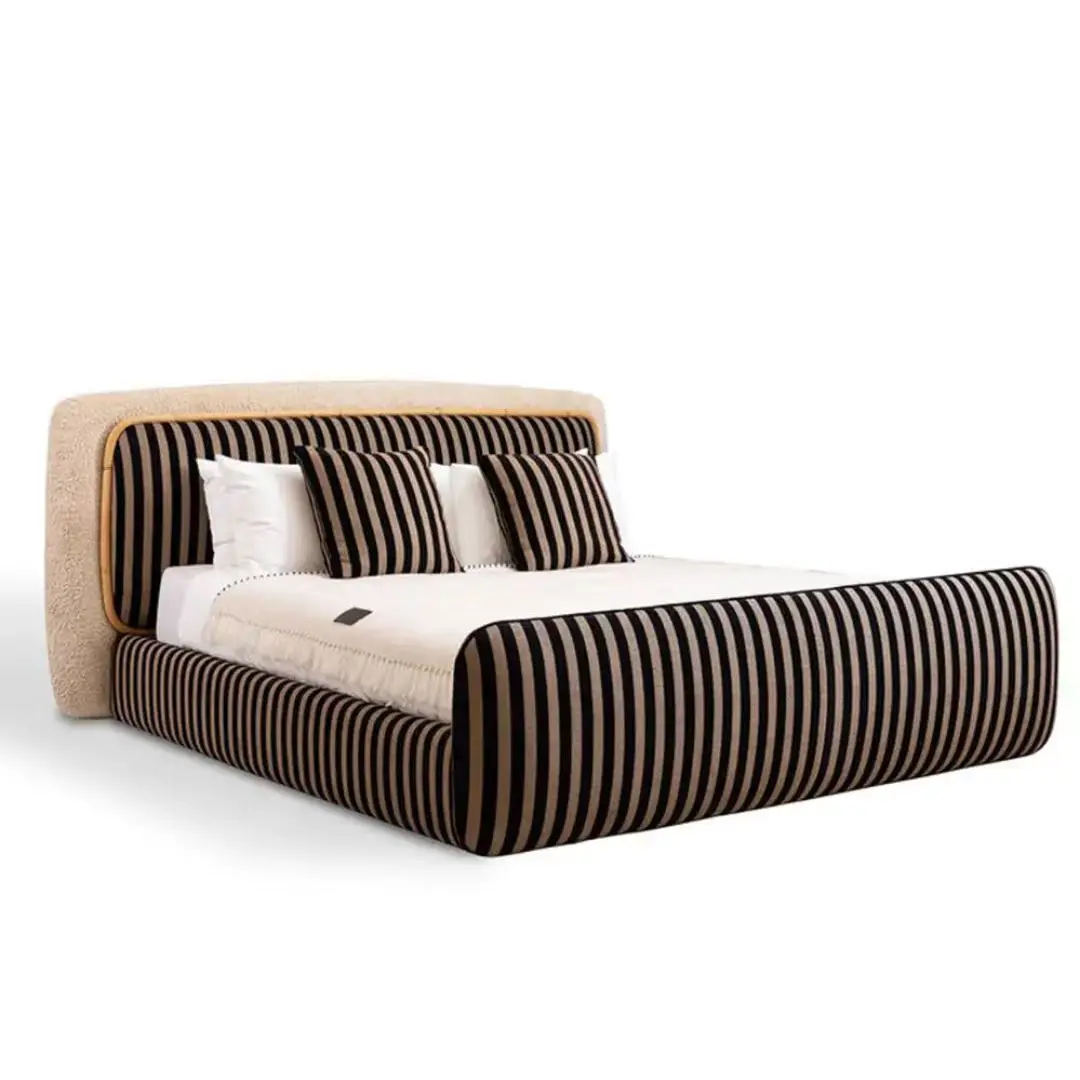 

%&Luxury Factory Price Luxury Upholstered Velvet Soft Bed Frame Modern Bedroom Furniture Set in Blue King Size Bed With Storage