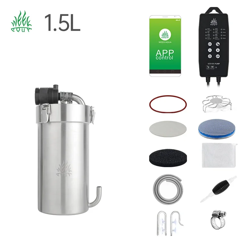 Efficient Mini Intelligent Frequency Conversion 304 Stainless Steel Aquarium Filter Bucket for 15-35cm Nano-fish tank