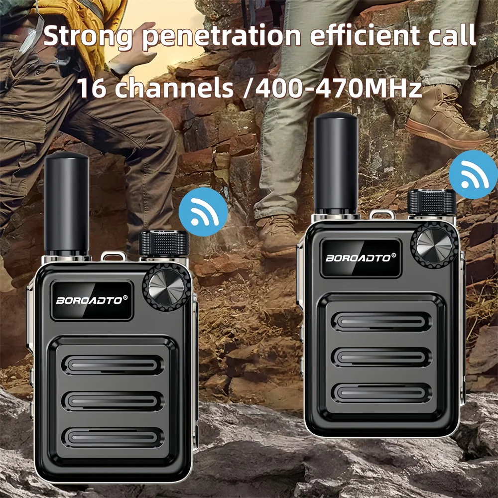 Mini Walkie Talkie Rechargeable Long Range Two Way Radio VOX Handsfree Portable Small Size for Camping Hiking Outdoor Adventure