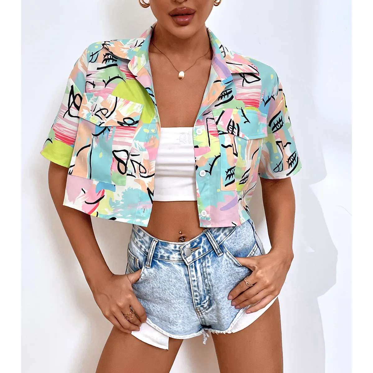 

Slim-fit Floral Retro Loose-print Chiffon Shirt Harajuku Slim Fit Female Clothes Loose Sweat All Match Tops Women Printed Shirt