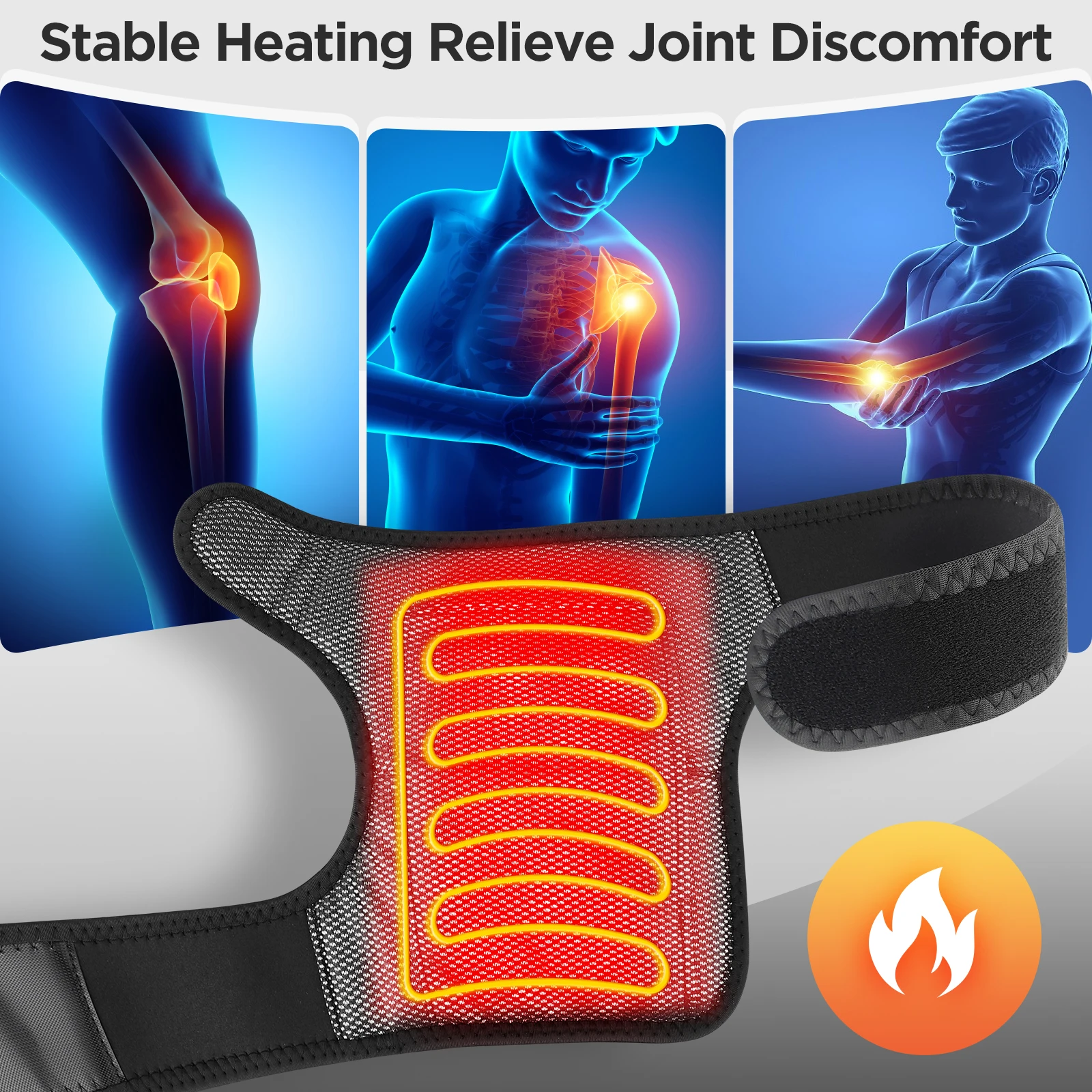 Heated Vibrating Knee Pads for Joint Far-infrared Knee,Shoulder & Elbow Pad 3 in 1 Brace Hot Compress USB Charging Warmer Strap