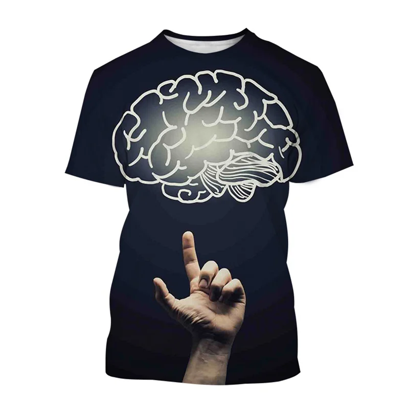 3d Print Brain Art T Shirt Men Women Casual Human Organs Graphic Tees Harajuku Summer Short-sleeved T-shirt Streetwear Tops