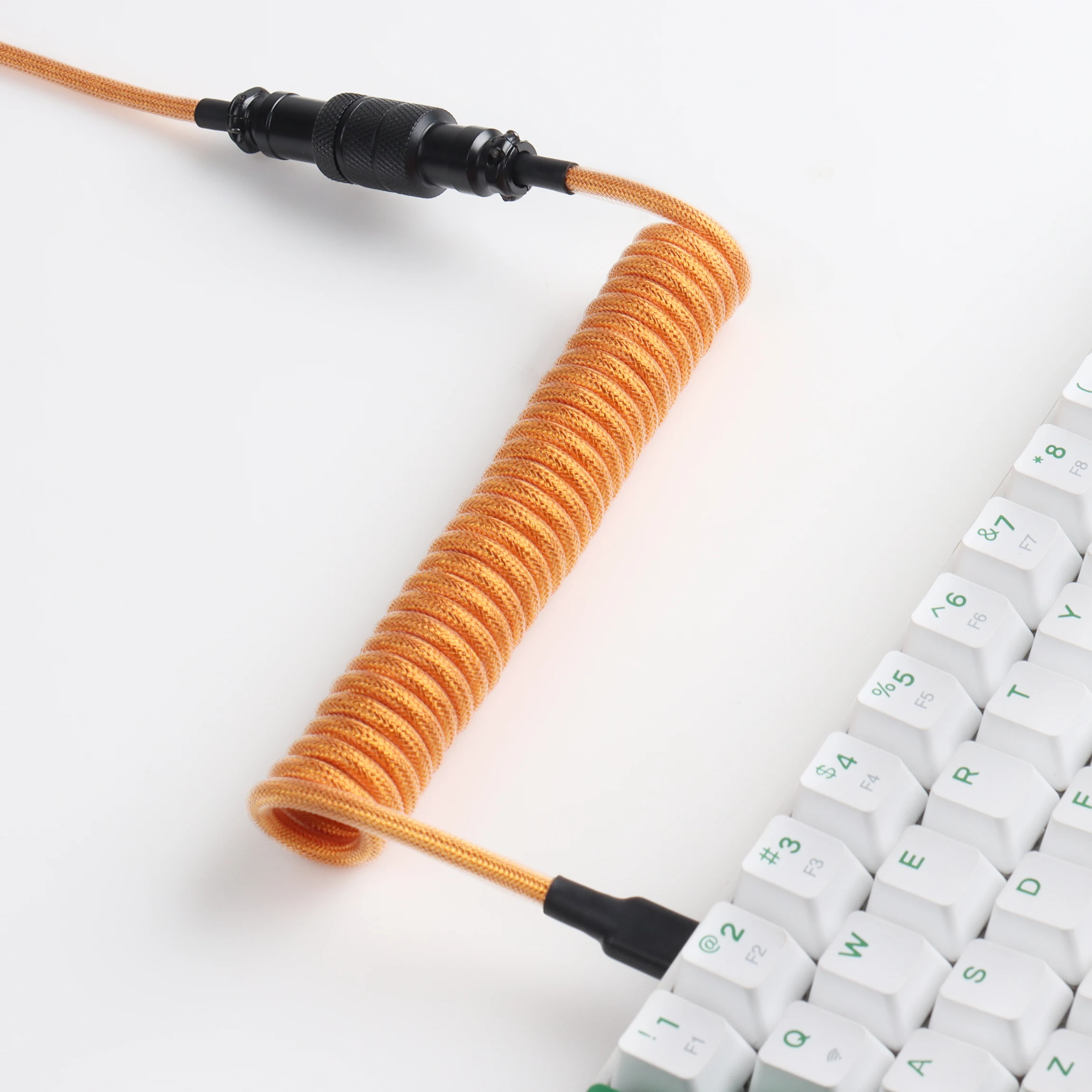 LANO Coiled Cable Type C Keyboard 1.5Meter Mechanical Keyboard Data Cable Wite Aviator Connector Suitable For Accessory Matching