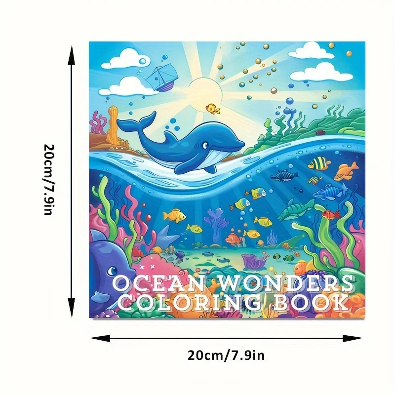 1 libro para colorear de animales del océano para adultos con reducción de estrés 20x20cm |   Libro para colorear para aliviar el estrés y obsequios, dibujar