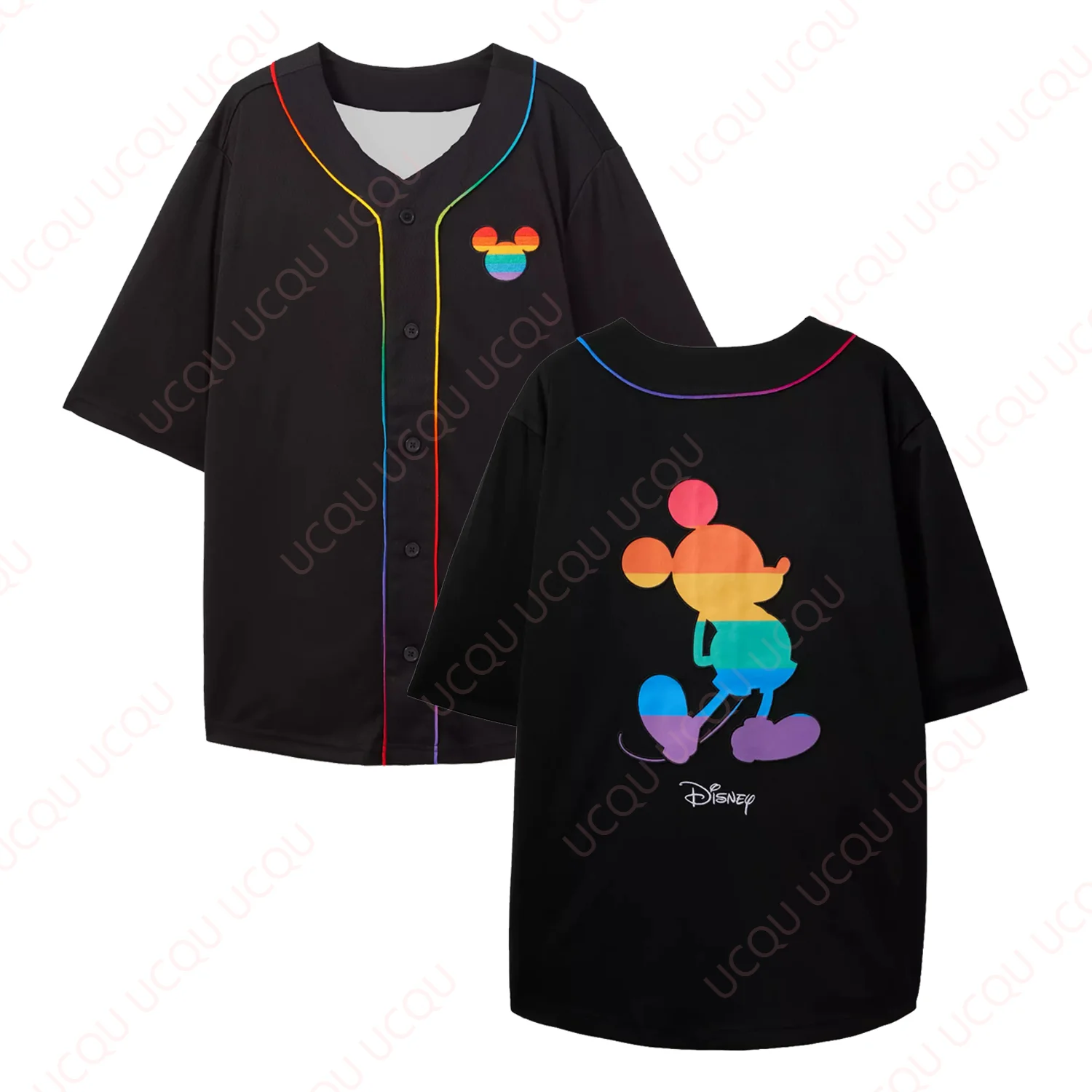 

Бейсбольная рубашка Disney Pride с Микки Маусом, подарок для фанатов, детей и взрослых, модная бейсбольная форма с героями мультфильмов, спортивные топы на открытом воздухе