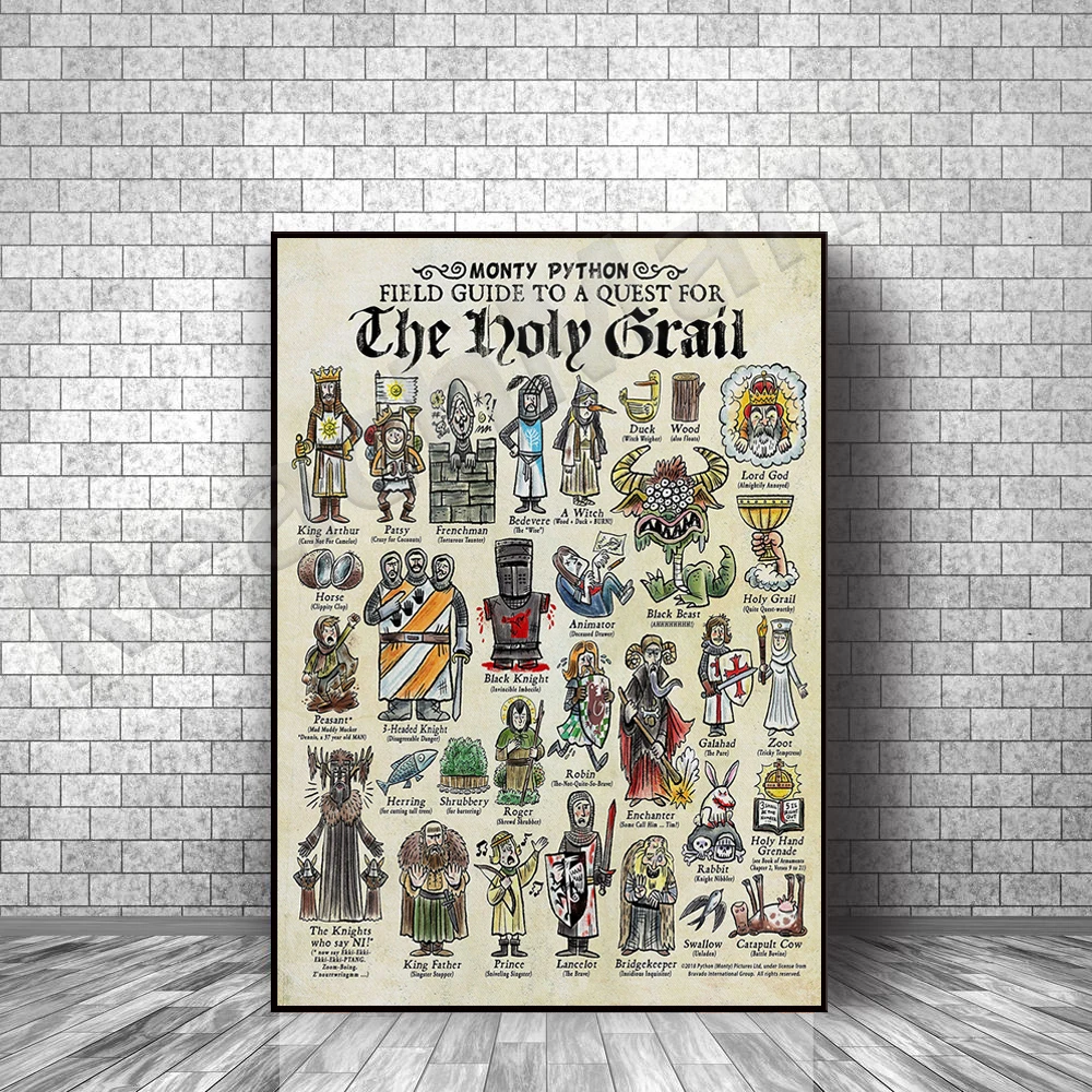 Holy Grail Vertical Poster Discovery Field Guide, Monty Python Wall Art, Holy Grail Wall Decor