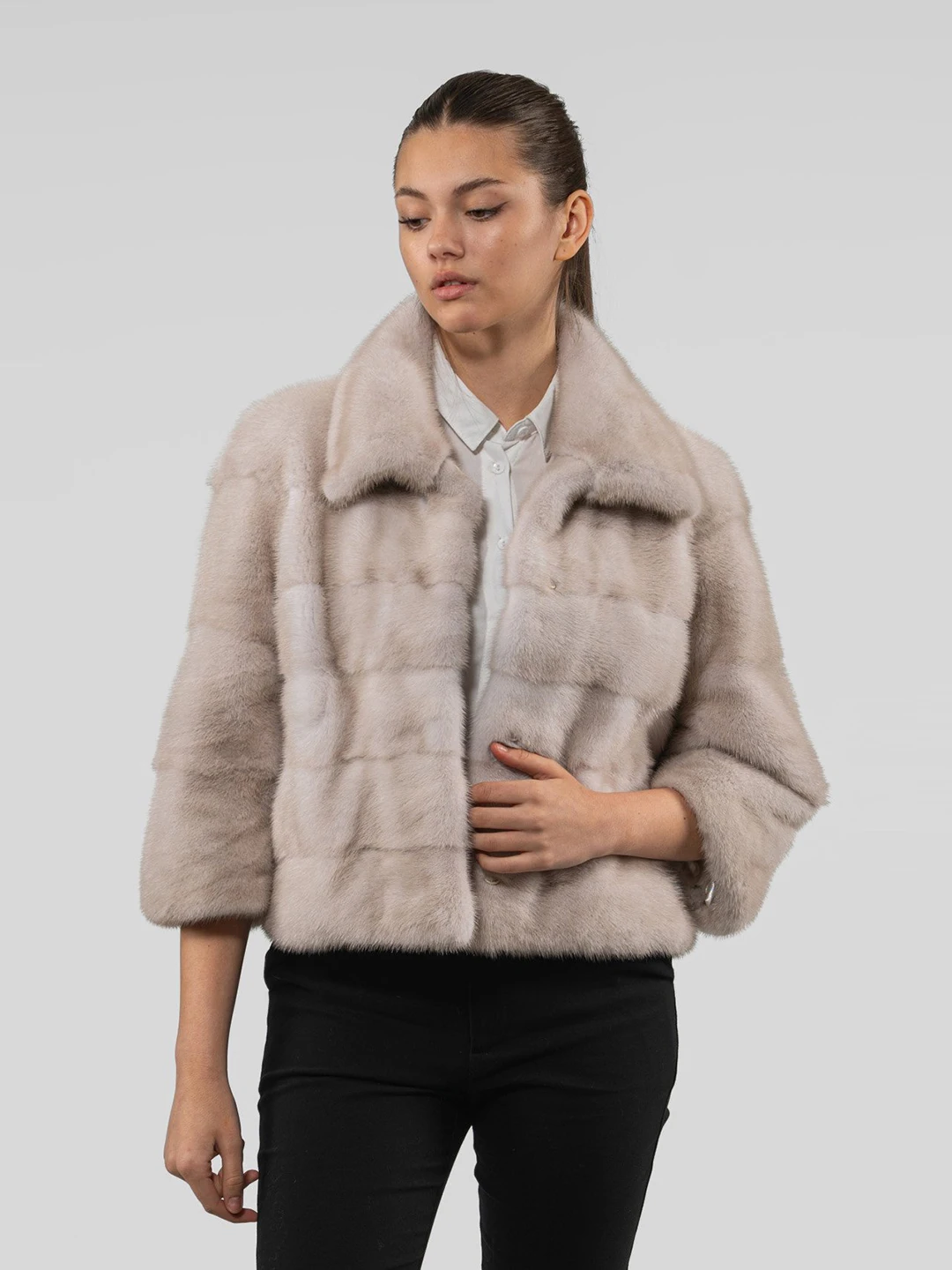 Laur 2026 Women Lapel Faux Mink Fur Cropped Jacket Luxury Plush Short Coat Elegant Warm Winter Casual Outerwear