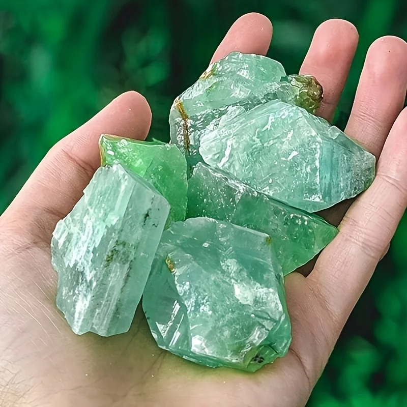1pc/3pcs Natural Green Fluorite Artificial Crystal Stone with Reaction - -Sensitive Raw Mineral Suitable for Jewelry Making