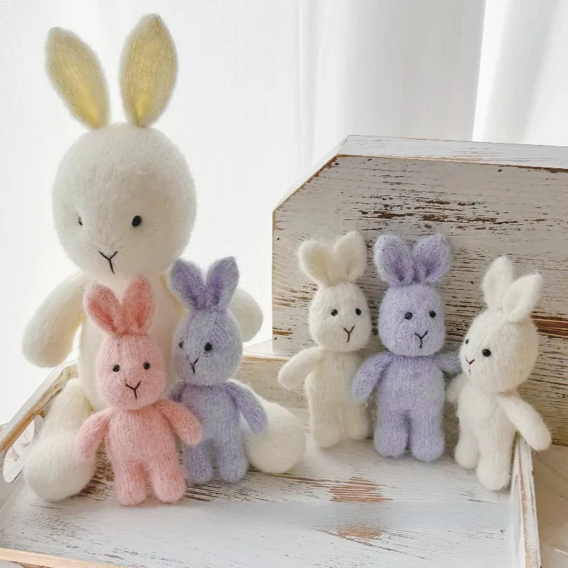 Newborn Photography Props Ins Style Handmade Knitted Bunny Doll Rabbit for Cute Studio Photoshoot Decor Accessories Photo Props