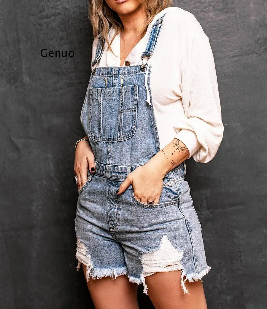 

Retro Woman Denim Overalls Summer Shorts Female Trouser European Style Mom Jeans Short Jeans Pants for Women