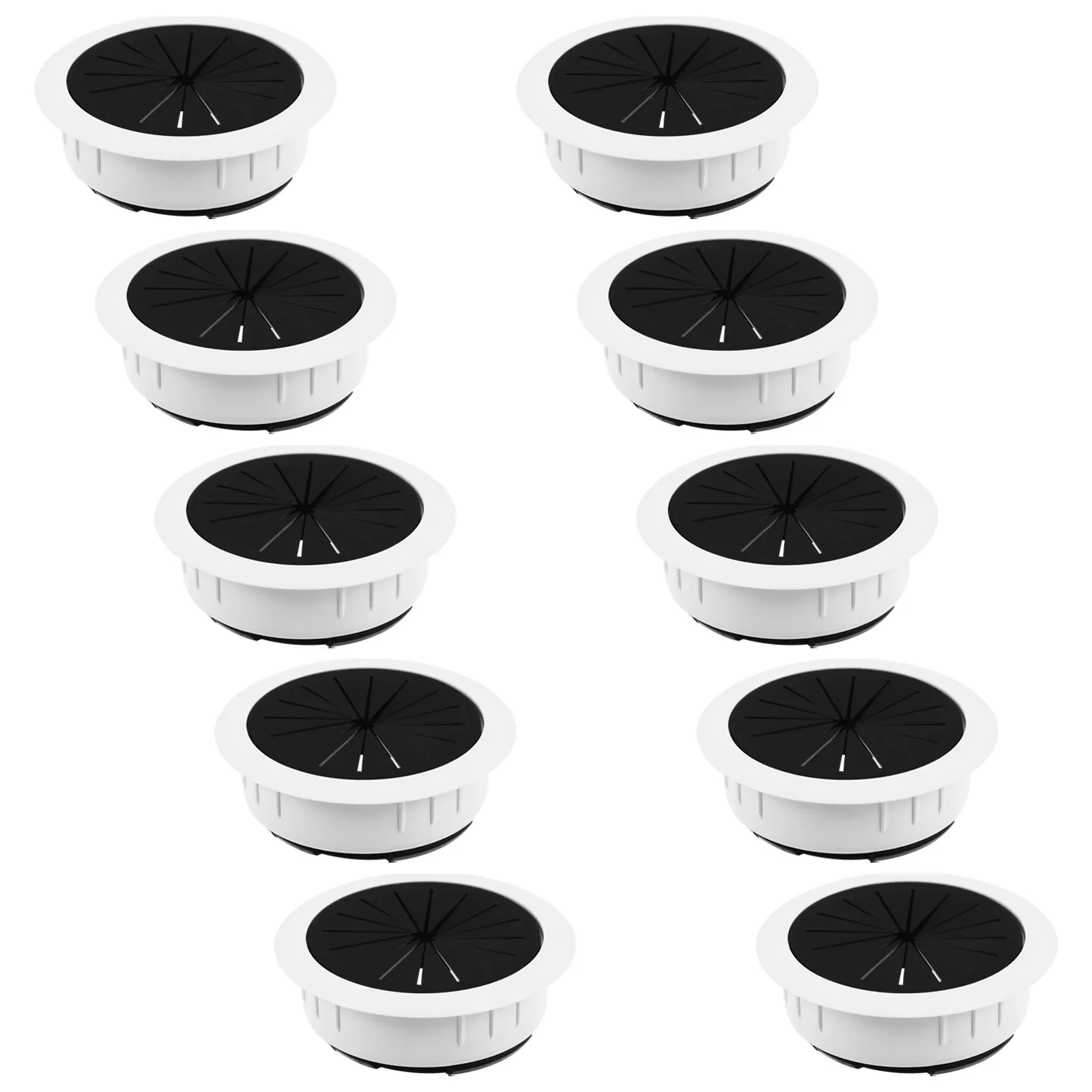 10pcs Round Desk Wire Hole Covers – Flexible Plastic Cable Grommets for Office Desktop Wiring Management