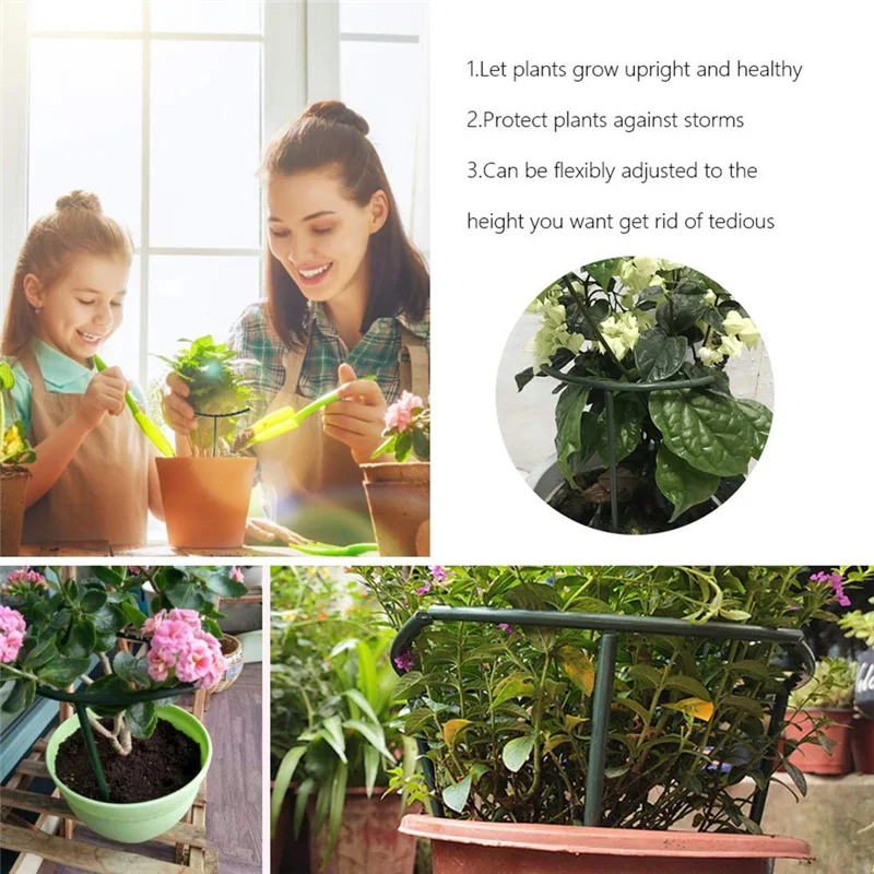10 Pack Plant Support Plant Stakes, Plastic Half Round Plant Support Ring Plastic Plant Cage Holder Flower Pot Climbing Durable-