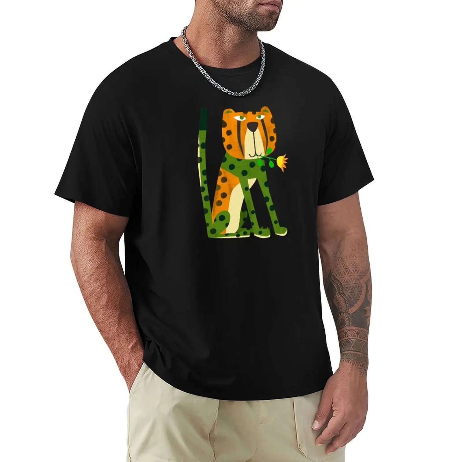 

Cheetah With Flower Duo Tone T-Shirt affliction shirts croswit shirt man fruit of the loom mens t shirts