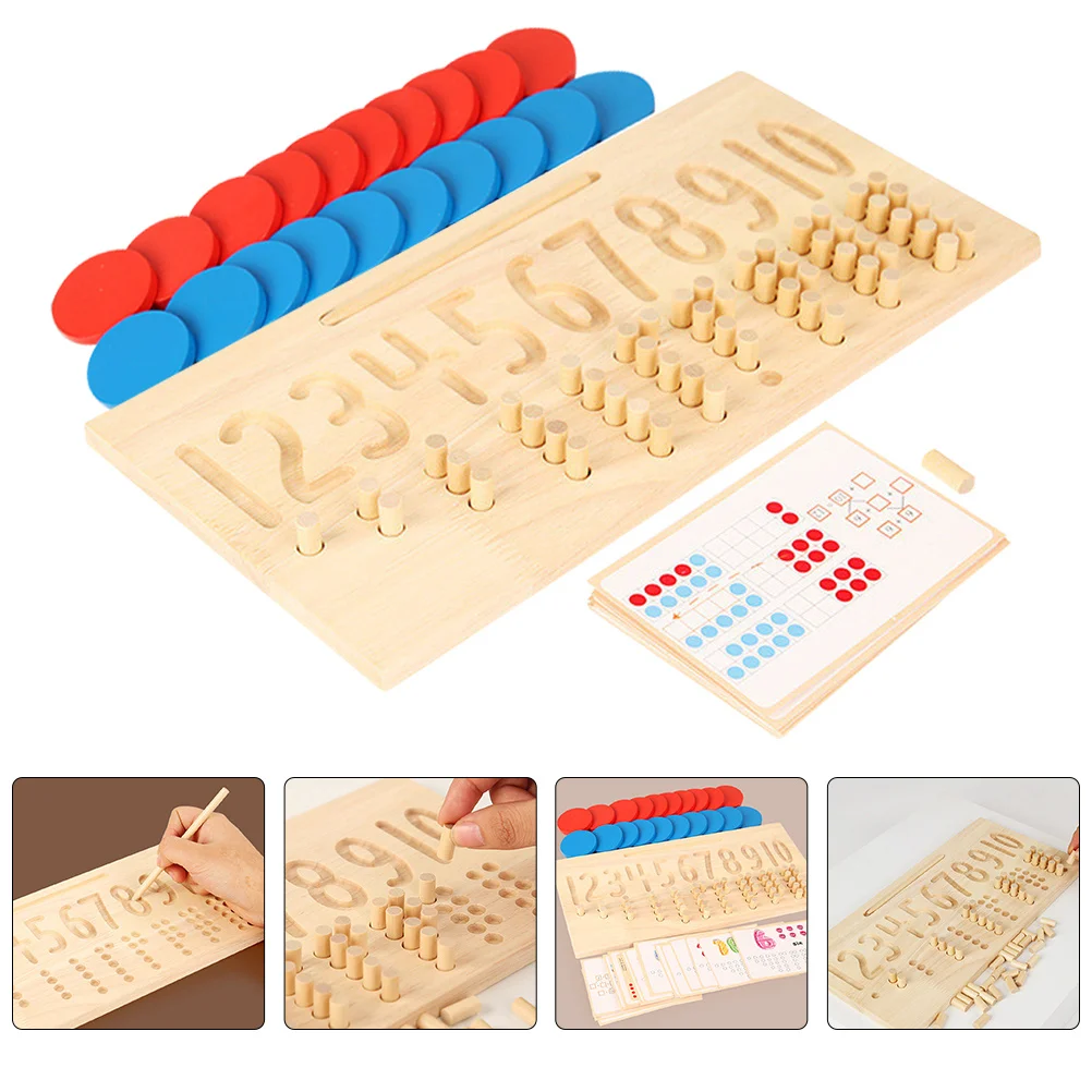 

1Set Number Tracing Board Wooden Number Learning Educational Plaything for Kids Early Math Cognitive Color Training Handwriting