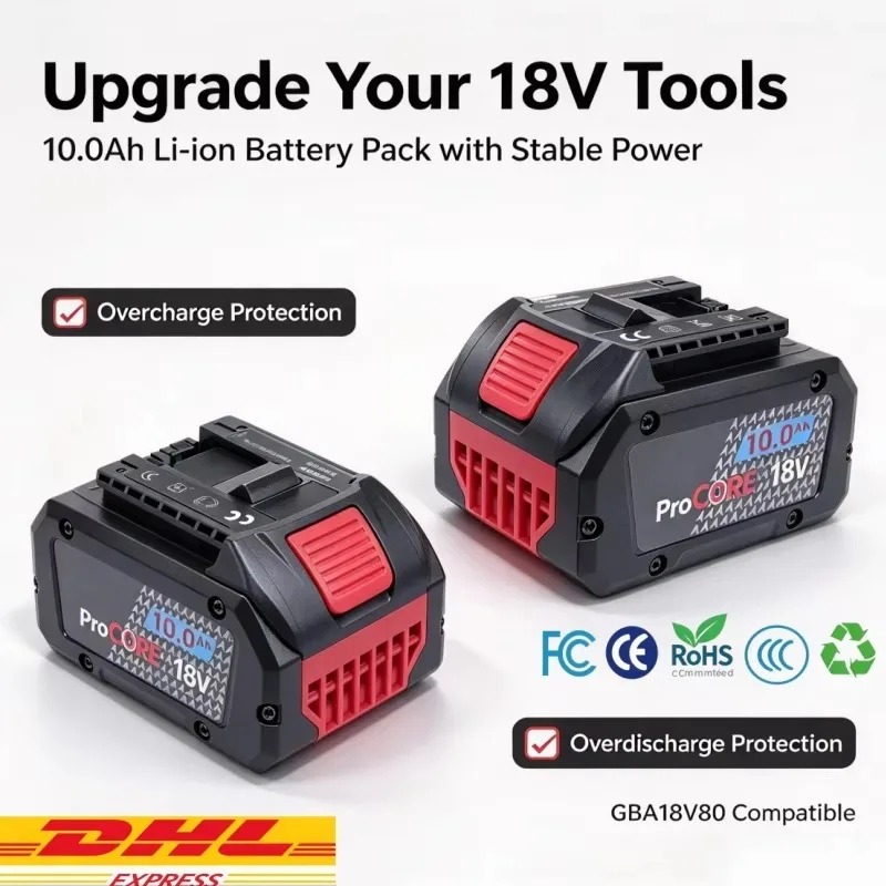 High Grade 21700 ProCORE 18V 10.0Ah Replacement Battery, Compatible with BAT609 BAT618 GBA18V for Electric Power Tools