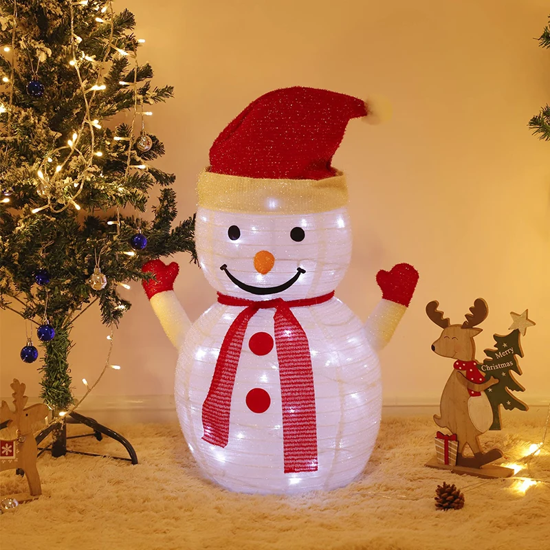 Lighted Pop-Up Snowman, Foldable Telescopic Santa Claus With LED Lights, Outdoor Waterproof Christmas Holiday Decoration