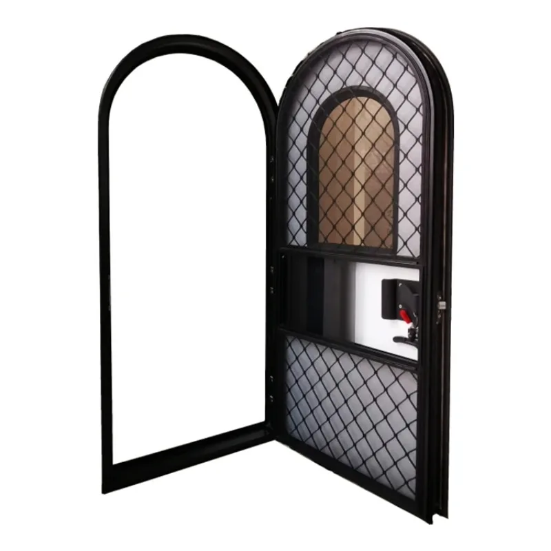 Tongfa شكل دائري حجم مخصص سبائك الألومنيوم الإطار متنقل Rv قافلة الباب للتخييم