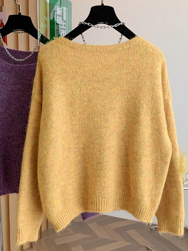 المرأة طويلة Sve محبوك سترة ثلاثية الأبعاد زهرة التطريز فضفاضة تناسب العلوي Sle الخريف الشتاء Faion بلوزة صوفية غير رسمية